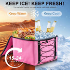 SugarFox Bold Color Block Trunk Organizer | 95L, 35"x13.8"x11.8" | Dedicated Shoe Storage & 26L Ice Pack | Foldable for SUV/Car/Jeep | Stylish Gift & Car Accessories for Men & Women - Pink-X212
