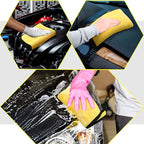 Tallew 12 Pcs Microfiber Towels for Cars, 800 GSM Plush Drying Cleaning Cloth Bulk, 16 x 16 Inch Thick Absorbent Wash Detailing Towels for Car Polishing, House, Kitchen Cleaning(Yellow and Gray)