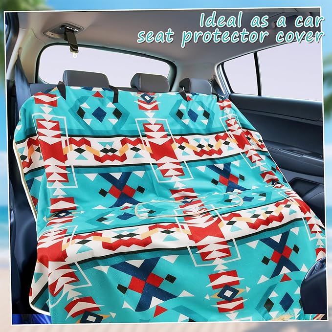 Lonfliness Car Seat Cover Towel Non Slip Back Seat Car Seat Towel Athletic Running Towel Washable Seat Cover for Gym Workout Sweat Outdoor Sport Beach Hiking Yoga (Navajo Tribal)