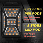 8 Pods Amber Rock Lights with 2 Pack Extension Wires,Waterproof Rock Lights Compatible with Trucks Jeep UTV SUV ATV Boat Golf Cart, High Bright Underglow Car Kits,Two-Path Led Rock Light(Patented)