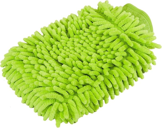 House Cleaning and Car Wash Mitts, Home Dusting Microfiber Gloves, Washing Clean Polish Faster (2-Pack, Green/Blue)