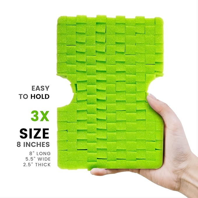 Jumbo Cross-Cut Grid Sponge 3-Pack | All-Purpose, Durable, Extra Absorbent Sponge for Cleaning | Large, Easy-Grip Car Cleaning Sponge | Soft, Scratch-Free Multi-Use Sponge