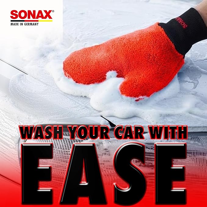 SONAX Microfibre Wash Glove (1 Piece) - Practical Car Wash Glove for The Gentle and Thorough Cleaning of Vehicle External Areas. Durable and Machine Washable | Item No. 04282000
