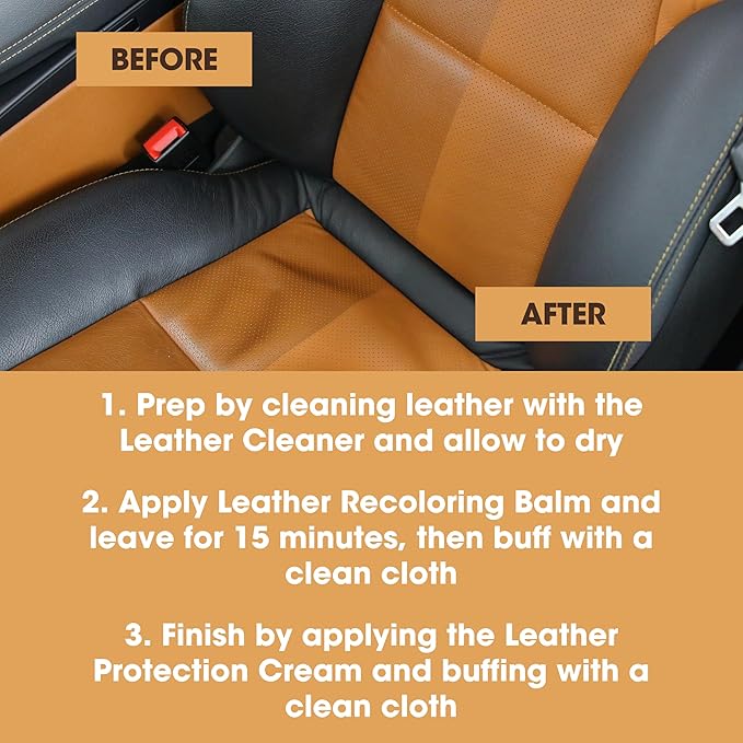 Furniture Clinic Leather Complete Restoration Kit | with Leather Recoloring Balm, Cleaner, 2-in-1 Protection Cream & Conditioner, Sponge, and Cloth | Repair Kit for Furniture (Ivory)