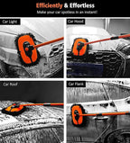 43'' Car Wash Brush with Long Handle Chenille Microfiber Car Wash Kit Mitt Retractable Bent Pole Car Wash Mop for Cars RV Truck Boat (Orange-1)