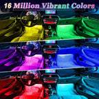 iFunyLED Smart Car Interior LED Lights with App Control, RGB Lights with DIY Mode and Music Mode, 2 Lines Design and Wireless Remote Control, Car Accessories for Women