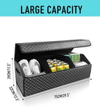 Fyzeoty Trunk Organizer for SUV - Leather Storage Box, Extra Large, Magnetic Lid, Collapsible and Adjustable Car Organizer