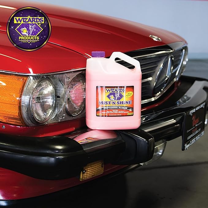 Wizards Mist-N-Shine Professional Detailer - 1 Gallon Refill - Multi-Purpose High Gloss Waterless Quick Detailer for Glass, Chrome, Paint & Plastics - Car Exterior Cleaner Auto Detailing Supplies