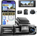 AZDOME M550 Max 4K 3 Channel Dash Cam, Dual STARVIS Sensors, 4K+2.5K+1080P Front and Rear Inside Triple Car Camera, Built-in WiFi GPS, 64GB Card Included, IR Night Vision, Ride Share Accessories