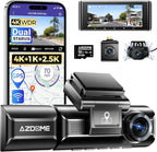 AZDOME M550 Max 4K 3 Channel Dash Cam, Dual STARVIS Sensors, 4K+2.5K+1080P Front and Rear Inside Triple Car Camera, Built-in WiFi GPS, 64GB Card Included, IR Night Vision, Ride Share Accessories