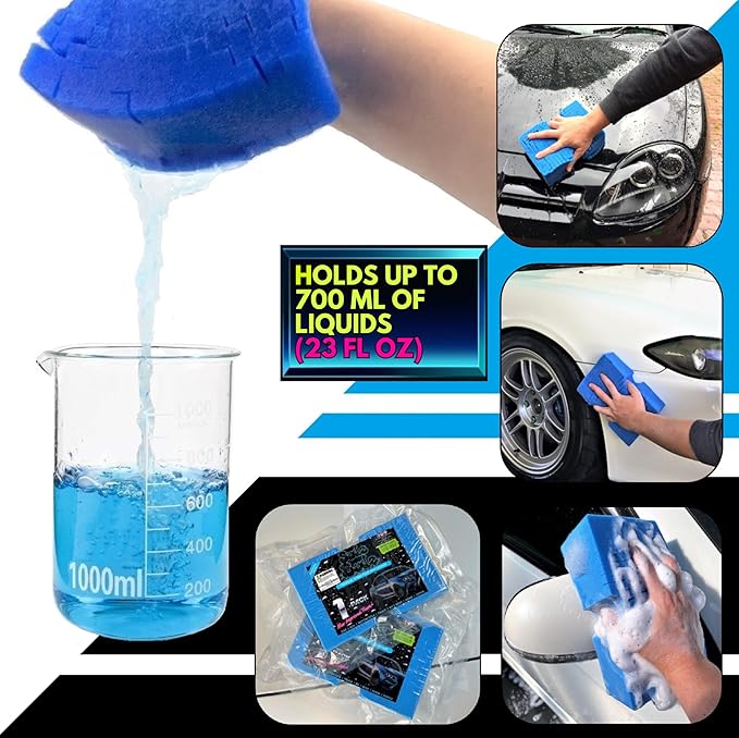 Sudz Budz® Premium Jumbo Foam Grid Car Wash Sponge 1pc | Anti-Marring Sponge for Soap and Rinseless Washing | Cross-Cut, Easy Grip, Large Sponge. Durable, Soft, Scratch-Free Car Cleaning and Detailing