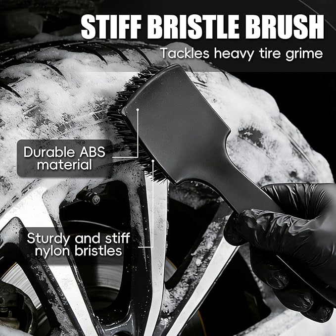 10PCS Wheel Cleaning Brush Kit,Wheel Cleaner Brush, Microfiber Cleaning Cloth,Soft Bristle Rim Brush,Tire Polishing Application Pad,Drying Towel.Tire Cleaning Brush Kit for Trucks, Cars, RVs