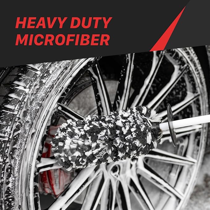 Maxshine Universal 3-Piece Microfiber Wheel Brush Kit (Black) | 14”, 18” & 20” Sizes | Ultra-Soft Lint-Free Heads with Anti-Static | Versatile Car Wheel & Rim Cleaning Brushes for Auto Detailing