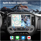 13.1" QLED Car Radio Stereo Upgrade for Chevy Silverado & GMC Sierra 2014-2018, 8-Core Head Unit 4GB+64GB with CarPlay/Android Auto, 2K Touch Screen and 1080P Backup Camera (6+128 Silver)