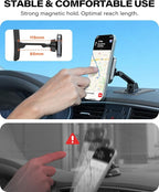 APPS2Car for Magsafe Car Mount, Magnetic Phone Holder for Car, 360° Adjustable Cell Phone Mount with Large Adhesive Base, Fits Flat & Curved Dashboards, Compatible with iPhone, Samsung, Smartphones