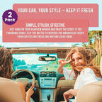Car Air Freshener Tropical Bora-Bora 2 Pack Coconut Hanging Air Freshener Diffuser, Cute Car Accessories Air Freshner for Women & Men Gift Non-Toxic Car Scent Long Lasting Oil Diffuser Made in USA