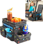 High Road CarHop Car Caddy Organizer with Road Trip Cooler, Car Cup Holder Bin, Sturdy Snack and Play Lid and 6 Organization and Storage Pockets, Starry Night