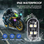 Upgraded 4LEDs 8PCS Wireless LED Strobe Lights with Remote Control, 8 Colors Type-C Rechargeable Led Lights Anti Collision Warning Light for Car Motorcycle Bike Drone Aircraft