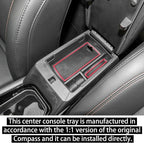 RUNROAD Center Console Organizer Tray Compatible with Jeep Compass 2022 2023 2024 2025 Accessories, Coin Holder Armrest Tray Secondary Storage Box Insert Console Organizer Card, Red (NOT For Ltd)