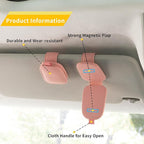 Yuoyar Sunglass Holder for Car, Magnetic Leather Sunglasses Holder and Ticket Card Clip, Car Visor Accessories, 2 Packs (Pink)