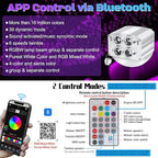 4 Colors 32W Twinkle Car Starlight Headliner Kit 500pcs*0.03in*13.1ft with APP&RF Remote, RGBW Fiber Optic Strands Star Roof Lights,4 Port Engine Sound Activated Ceiling Star Lights for Home/Car Decor