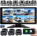 6-Channel 1080P Dash Cam Backup Camera System with 10.33 Inch Touch Screen Parking Monitor, Back Up Camera Car Radio for RV/Truck/Trailer/Van/SUV/Cars,Wireless Carplay/Android Auto/WiFi/Bluetooth/FM
