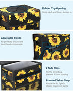 Capolo Car Trash Can with Lid, Leakproof Car Trash Bag Hanging Waterproof Automotive Garbage Can with Storage Pockets Mini Vehicle Trash Bin for Back/Front Seat(Sunflower,3 Gallon)