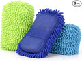 3 Pack Chenille Premium Scratch-Free Microfiber Wash Mitt Car Wash Sponges, Non-Scratch Car Cleaning Sponge Mitts, Ultra-Soft Glove, Swirl-Free Finish, Safe for Trucks, Suvs(Multicolor)