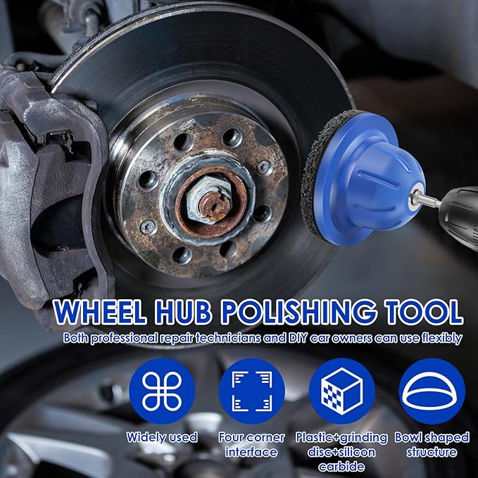 Wheel Hub Grinder Cleaning Tool, Professional Wheel Hub Cleaner Hubs Resurfacing Kit, Universal Wheels Hubs Brush with 150mm Silicon Carbide Disc for Tyre Change Rim Cleaning and Rust Removal (Style1)