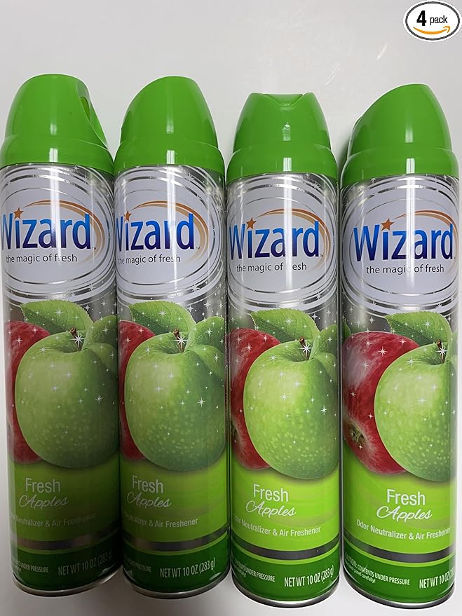 Wizard The Magic of Fresh | Odor Neutralizer & Air Freshener - 10 Oz. Fresh Apple (Pack of 4) (Packaging May Vary)