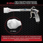 Tornador Z-014 Air Blow Out Tool Bundle | Includes CT-900 Brush Cone | High-Velocity Air Blowout with Brush Agitation | Professional Detailing for Vents, Carpet & Upholstery