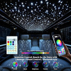 Starlight Headliner Kit 500Pcs 0.03in x 9.8ft – Twinkle Fiber Optic Car Roof Star Ceiling Lights | RGBW | Music Mode | APP & Remote Control | for Car & Home