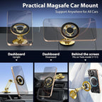 Ultra Magnetic Long-Arm Phone Holder Stand, Fits for MagSafe Car Mount Bracket【Windshield+Vent+Dash】, 360° Rotation Adjustable Strong Magnets Car Mount Desk Office Phone Cradle Holder, Gold