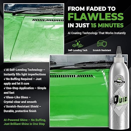 Liquid Glass Coating for Cars, High Gloss & Scratch-Resistant Self-Leveling Clear Coat Last for 10 Years, High-Gloss Shine Repairs and Protects Older Vehicles, for Car Paint, Headlights