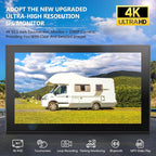 4K RV Backup Camera System 10.1" Quad Split Touchscreen Monitor 4 1080P HD Rear Side View Cameras DVR Recording Bluetooth Music USB Video Play IP69 Waterproof Night Vision for RV Truck Trailer