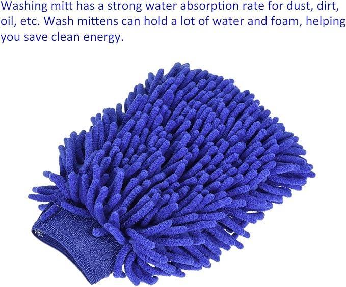M METERXITY Microfiber Chenille Wash Mitt - Double Side Reusable Gloves for Cleaning Scratch-Free, Apply to Car Cleaning, Kitchen