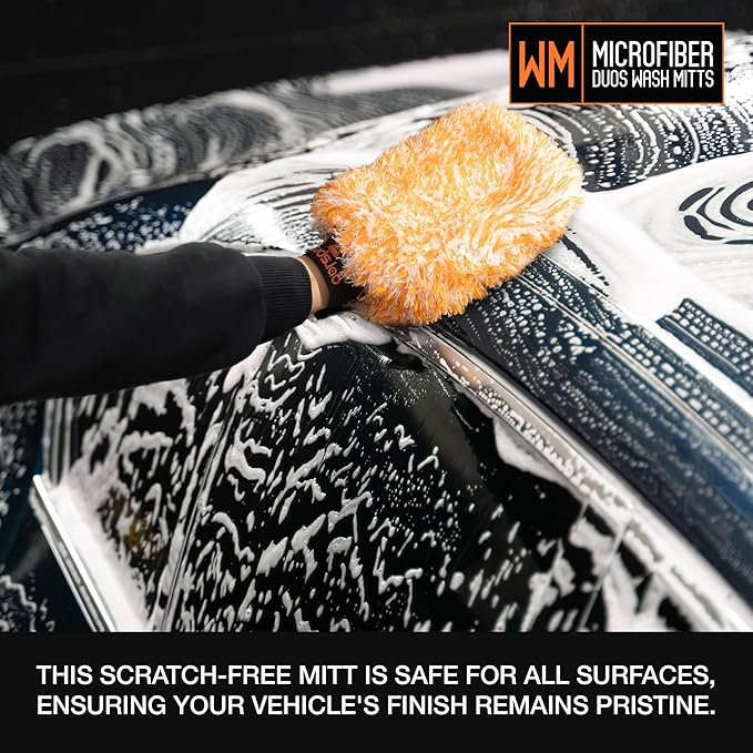 Suds Lab Microfiber Car Wash Mitts (2 Pack) Scratch Free Detailing, Cleaning, Washing Mitt 8"x10" Double-Sided