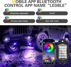 WZP 4 Pods RGB LED Rock Lights, Multicolor Underglow LED Light Kit with APP Control & Music Mode, 12V Waterproof PVC Off Road Lights, Wheel Light for Truck SUV ATV UTV Golf Cart Pickup