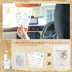 Boao 300 Sets Hanging Car Air Freshener Diffuser Bottles with Instruction Card and 4 x 6'' Resealable Holographic Bag for Empty Car Essential Oil Perfume Bottles Packaging (Cylinder)