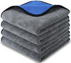 4 Pack Microfiber Towels for Cars, 15.7 x 15.7 inch Thick Plush Cleaning Cloth, Highly Absorbent Professional Grade Drying Towel Set for Car Detailing Household Cleaning, 800GSM(Blue/Grey)