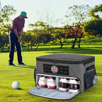 GOBUROS Golf Trunk Organizer Storage with Separate Compartment for 2 Pair Shoes Up to US Mens 16, Golf Car Locker Organizer for Balls, Tees, Clothes, Gloves, Accessories, Grey