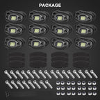 Rock Lights with 15FT Wire Extender, Aluminum Case, 24Chip High Power 6000k Pure White, Waterproof IP68 Underglow Lights for Trucks Jeep UTV ATV(12 PCS)