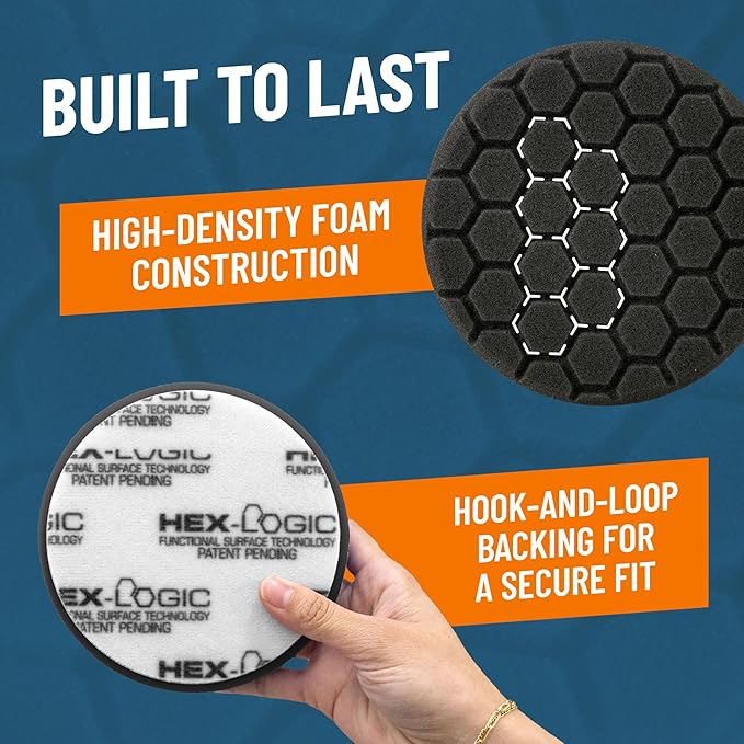 Chemical Guys Hex-Logic Finishing Pad Black (6.5 Inch) (3 Pack) – Ultra Soft Foam Pads for Wax, Sealant & Glaze Application On Large Panels
