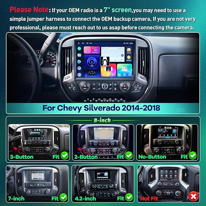 13.1 Inch 8 Core Car Radio for Chevy Silverado GMC Sierra 2014-2018 5Ghz WiFi IPS Touch Screen Silverado Stereo Wireless CarPlay Android Auto BT GPS FM/RDS Backup Camera MIC 4+64G,Black