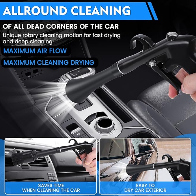 IPELY Car Cleaning Gun, High Pressure Car Blow Gun for Car Detailing, Quickly Clean and Dry Car Surfaces with Strong Air