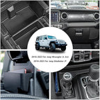 4PCS Center Console Organizer Storage Box Fits 2018-2023 for Jeep Wrangler JL JLU & Gladiator JT Gear Shift Console Tray Organizer, Hanging Armrest Storage Box, Co-Pilot Organizer