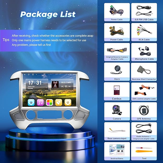 13.1" 8Core 8+128G Car Stereo Radio for Chevy Silverado GMC Sierra 2014-2018,5Ghz WiFi Android 13 Touch Screen Radio with Wireless CarPlay Android Auto BT DSP 48EQ Backup Camera,Silver