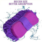 Microfiber Car Wash Sponge-Non-Scratch Wash Mitt-Two Sided Chenille Microfiber Washing Sponge-Mitt for Cars, Trucks, SUVs, Boats (2 Pack Purple)