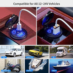 Kewig 12V USB Outlet Car Charge, 108W Super Fast Dual PD3.0 & QC3.0 3-Port Multiple Port for Car, USB C Cigarette Lighter Replacement 12 Volt Socket Waterproof for Marine Motorcycle RV Golf Cart