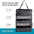High Road Car Storage and Organization Caddy - SUV Trunk Organizer, Passenger Seat Organizer or Back Seat Storage Caddy With 3 Easy-View Mesh Bins